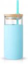 Tronco 20 Oz. Glass Tumbler Straw Silicone Protective Sleeve Bamboo Lid (Cape Cod Blue) $15.99 MSRP