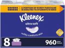 Kleenex Ultra Soft Facial Tissues, 8 Flat Boxes, 120 Tissues Per Box (960 Total Tissues- $13.99 MSRP