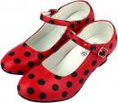 Flamenco and Sevillana shoes for girls and women, red with black dots - 19.99€