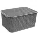BranQ 1724 Cesta de armazenamento de plástico estilo rattan, pacote de 2