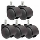 Office Chair Roller Castor Wheels - Set of 5 - Black