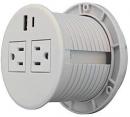 Haylink ETL Round Desktop Power Strips Installed Cut-Out Hole Hidden Desk Socket w/ 6 ft Power Cord